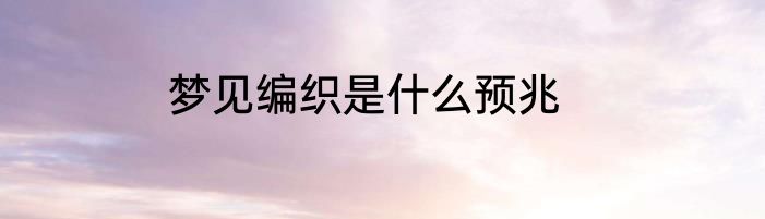 梦见编织是什么预兆