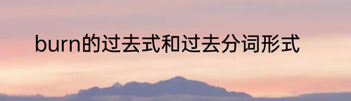 burn的过去式和过去分词形式