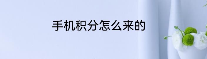 手机积分怎么来的