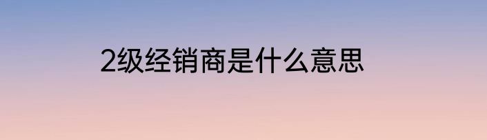 2级经销商是什么意思