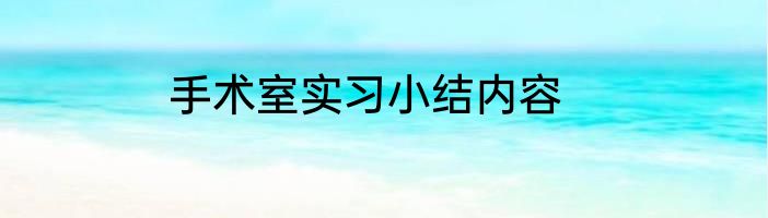 手术室实习小结内容