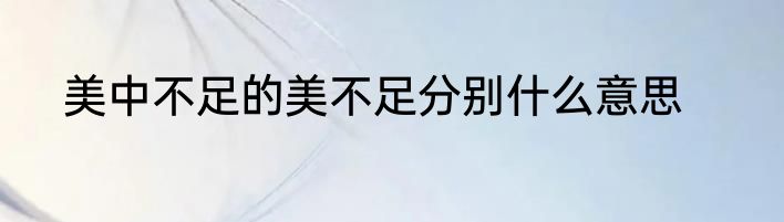美中不足的美不足分别什么意思