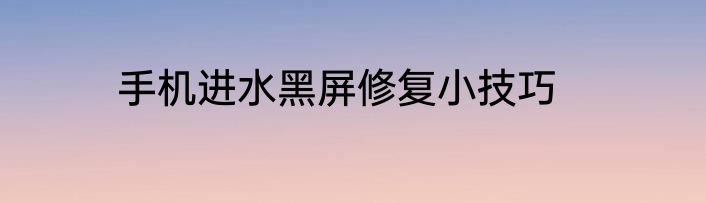 手机进水黑屏修复小技巧