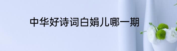 中华好诗词白娟儿哪一期