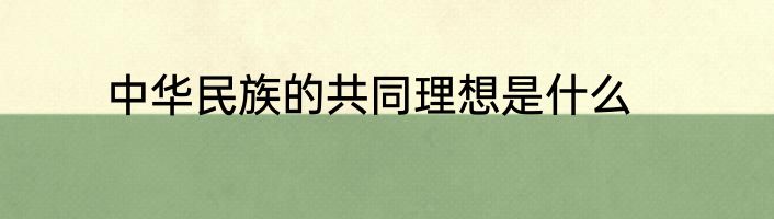 中华民族的共同理想是什么