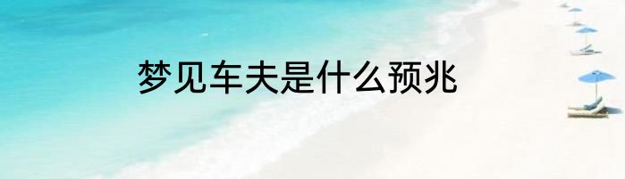 梦见车夫是什么预兆