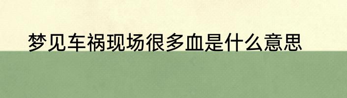 梦见车祸现场很多血是什么意思