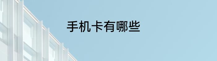手机卡有哪些