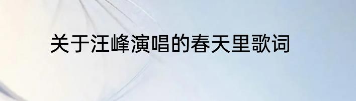 关于汪峰演唱的春天里歌词