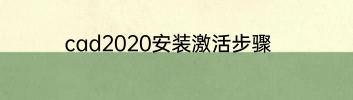 cad2020安装激活步骤