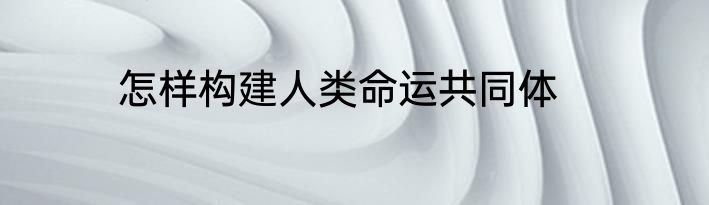 怎样构建人类命运共同体