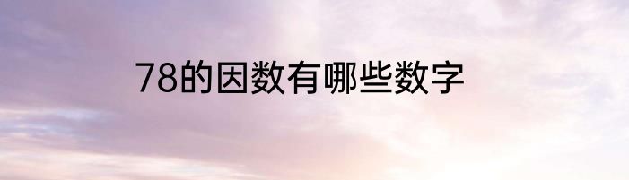 78的因数有哪些数字