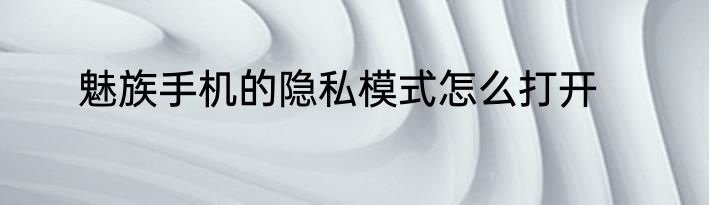 魅族手机的隐私模式怎么打开