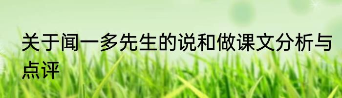 关于闻一多先生的说和做课文分析与点评