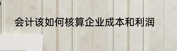会计该如何核算企业成本和利润
