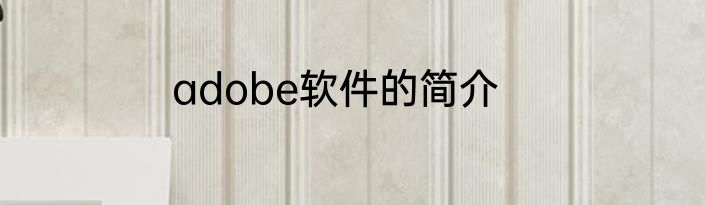adobe软件的简介