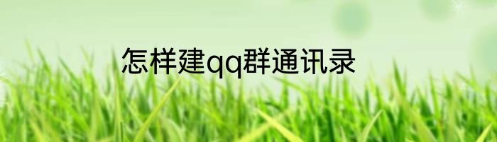 怎样建qq群通讯录