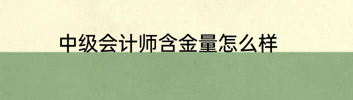 中级会计师含金量怎么样