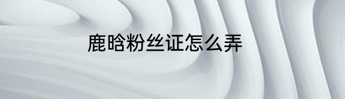 鹿晗粉丝证怎么弄