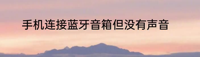 手机连接蓝牙音箱但没有声音