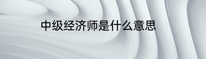 中级经济师是什么意思