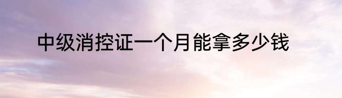中级消控证一个月能拿多少钱