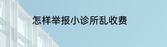 怎样举报小诊所乱收费