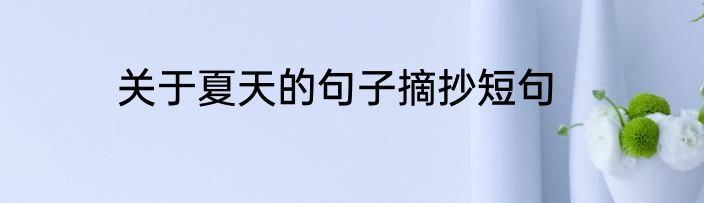 关于夏天的句子摘抄短句