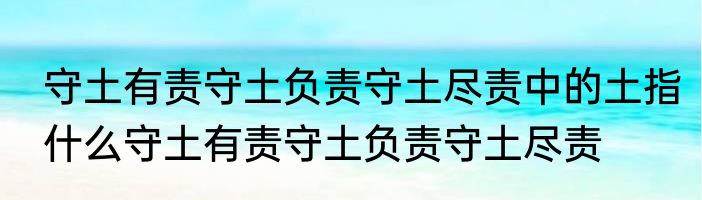 守土有责守土负责守土尽责中的土指什么守土有责守土负责守土尽责