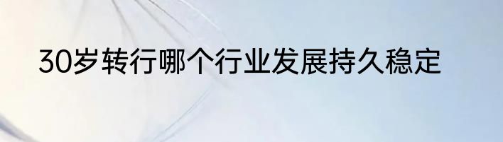 30岁转行哪个行业发展持久稳定