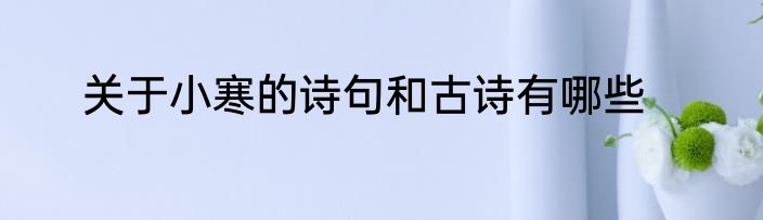 关于小寒的诗句和古诗有哪些