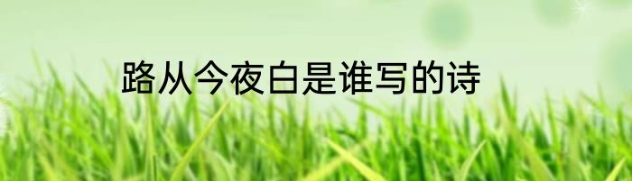 路从今夜白是谁写的诗