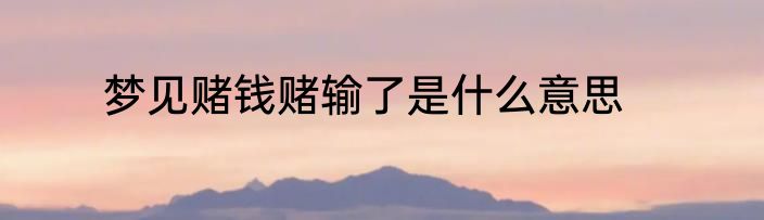 梦见赌钱赌输了是什么意思