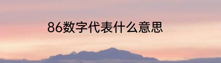 86数字代表什么意思