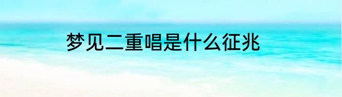 梦见二重唱是什么征兆