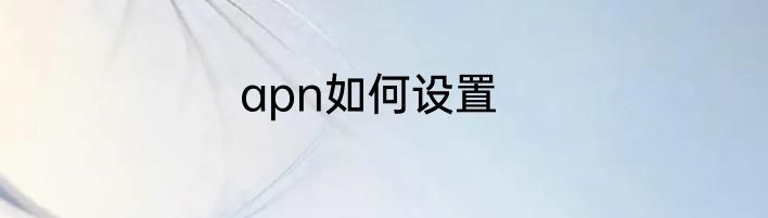 apn如何设置