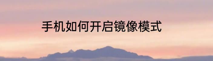 手机如何开启镜像模式