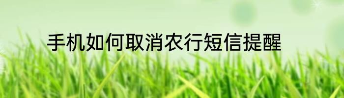 手机如何取消农行短信提醒