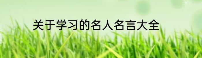 关于学习的名人名言大全