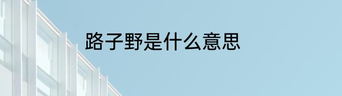 路子野是什么意思