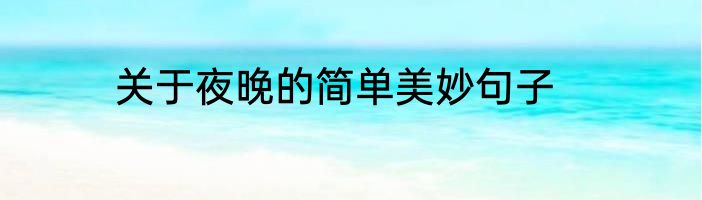 关于夜晚的简单美妙句子