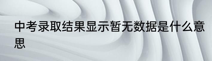 中考录取结果显示暂无数据是什么意思