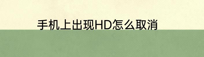 手机上出现HD怎么取消