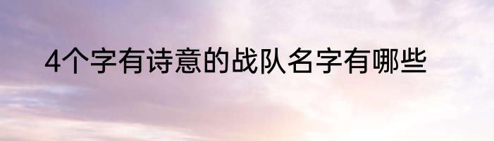 4个字有诗意的战队名字有哪些