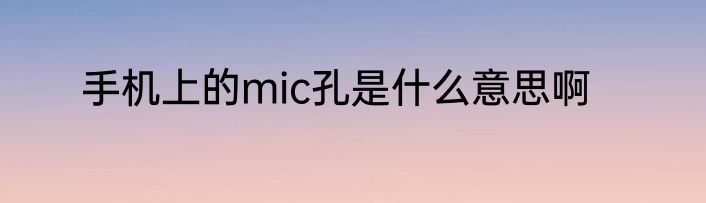 手机上的mic孔是什么意思啊