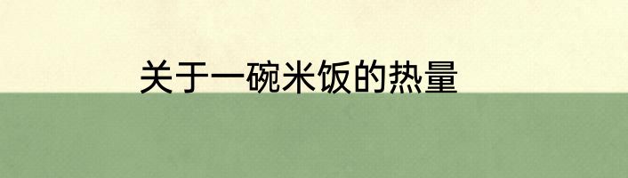 关于一碗米饭的热量