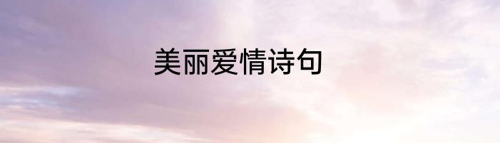 美丽爱情诗句