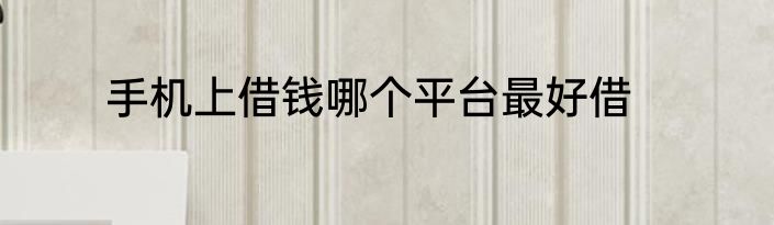 手机上借钱哪个平台最好借