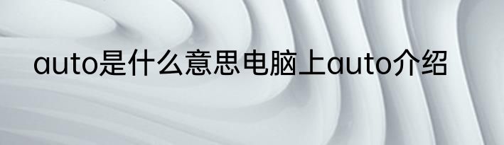 auto是什么意思电脑上auto介绍