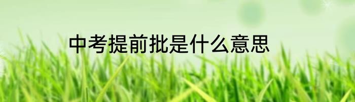 中考提前批是什么意思